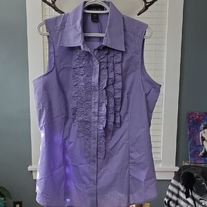 Ashley Stewart Lavender Sleeveless Ruffle Blouse